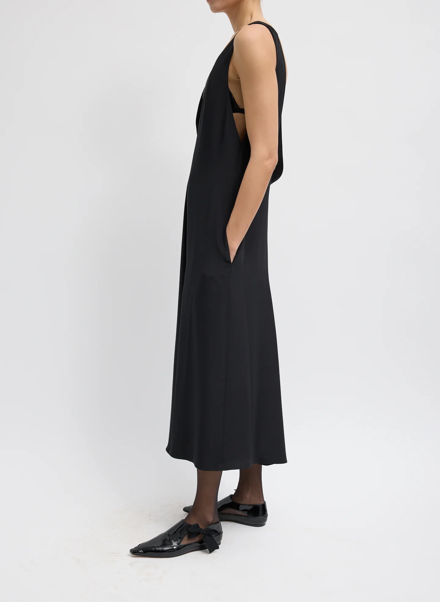 4 Ply Silk V-Neck Dress with Bra - Image 3