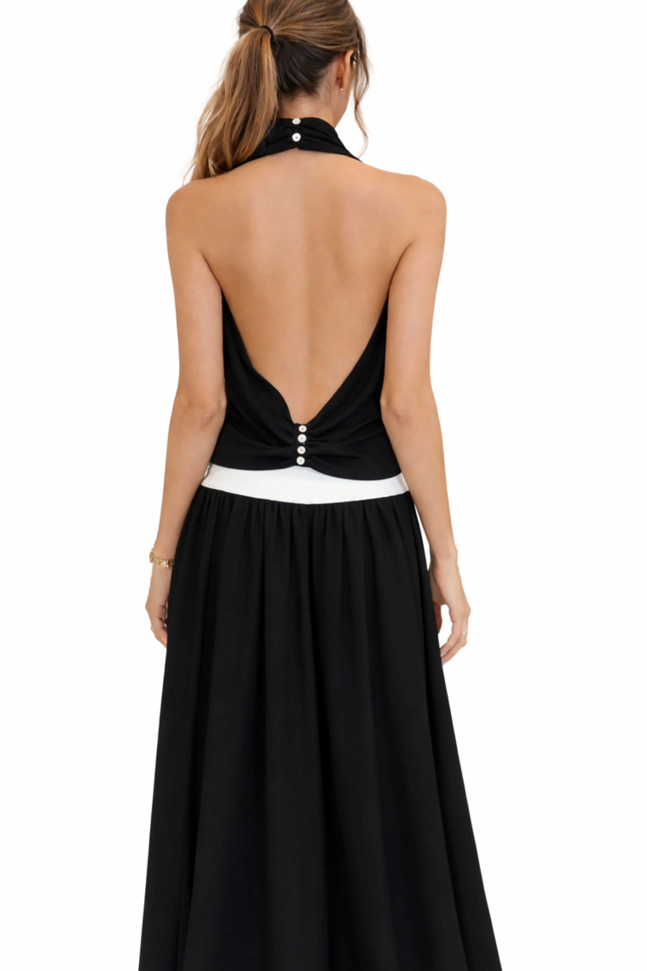 Crepe Scarf Top in Black - Image 3